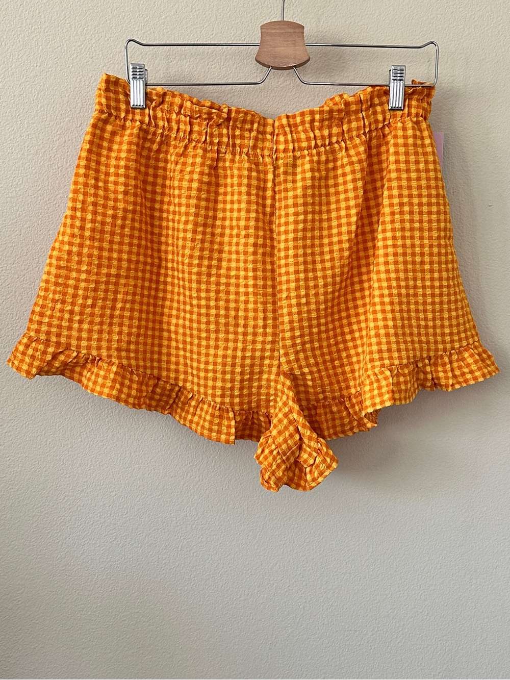 Wild Fable Orange Gingham High Waist Ruffle Shorts Size L